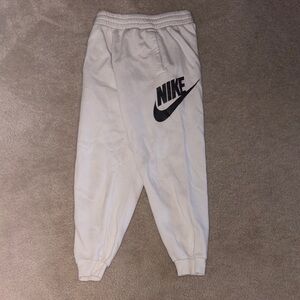 Nike Kids White Sweatpants with Black Logo